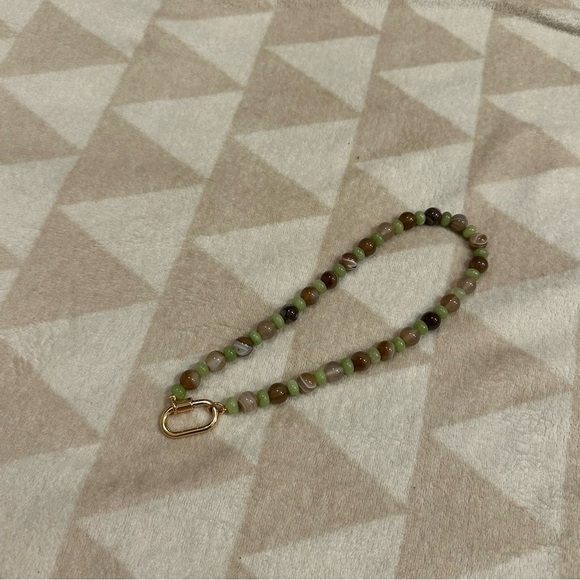 Nwot Madewell Semiprecious Beaded Carabiner Choker Necklace - Picture 3 of 3